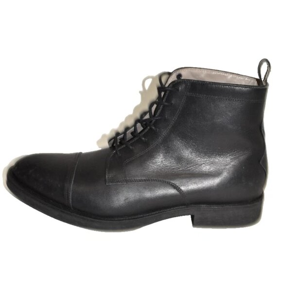 New! ALLSAINTS Men\'s Drago Cap toe Leather Combat Boot Black Size 13 US DD485